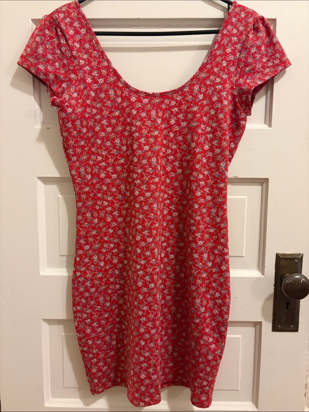 Kimchi Blue Red Floral Scoop-Neck Mini Dress